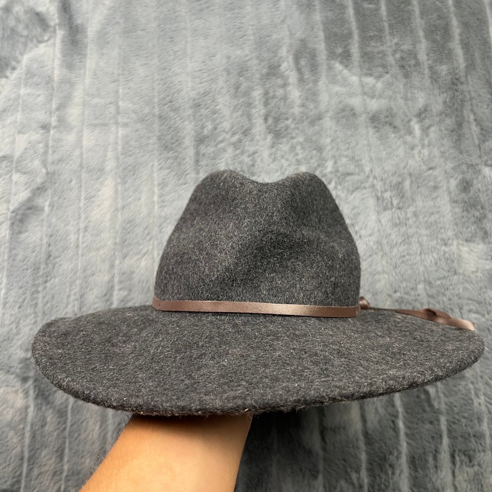 Banana Republic Mens Gray Wool Fedora Wide Brim Hat M/L RN 54023